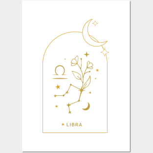 Libra Zodiac Constellation and Flowers - Astrology and Horoscope Posters and Art